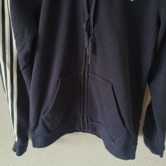 Adidas Women's Essentials Navy Blue Zip-Up Sweatshirt - Picture 4 of 5